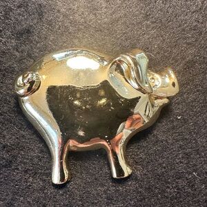 Gold Pig Figurine Brooch